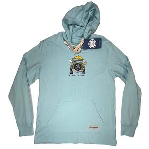 Life Is Good Hoodie Mens Small Blue Long Sleeve Pullover Sweatshirt READ